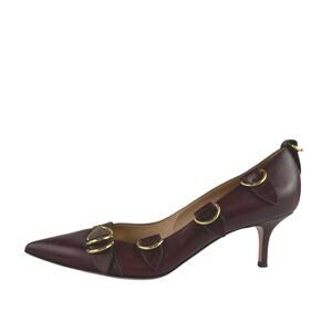 Gianvito Rossi Clash 55 Burgundy Pointed Buckle Strap Leather Pump Heels 40 US 9